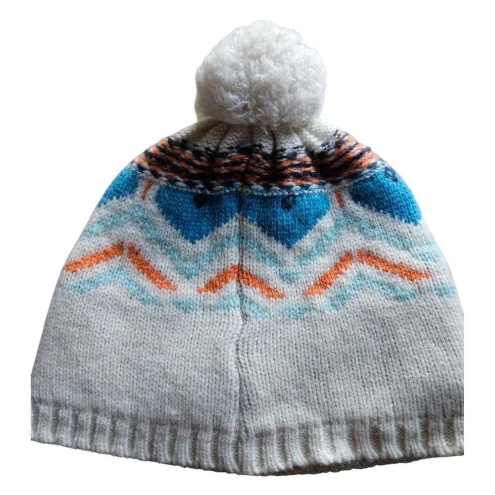 Kari Traa Beanie Women One Size Cream Nordic Wool Blend Fleece Lined Pom Pom Hat
